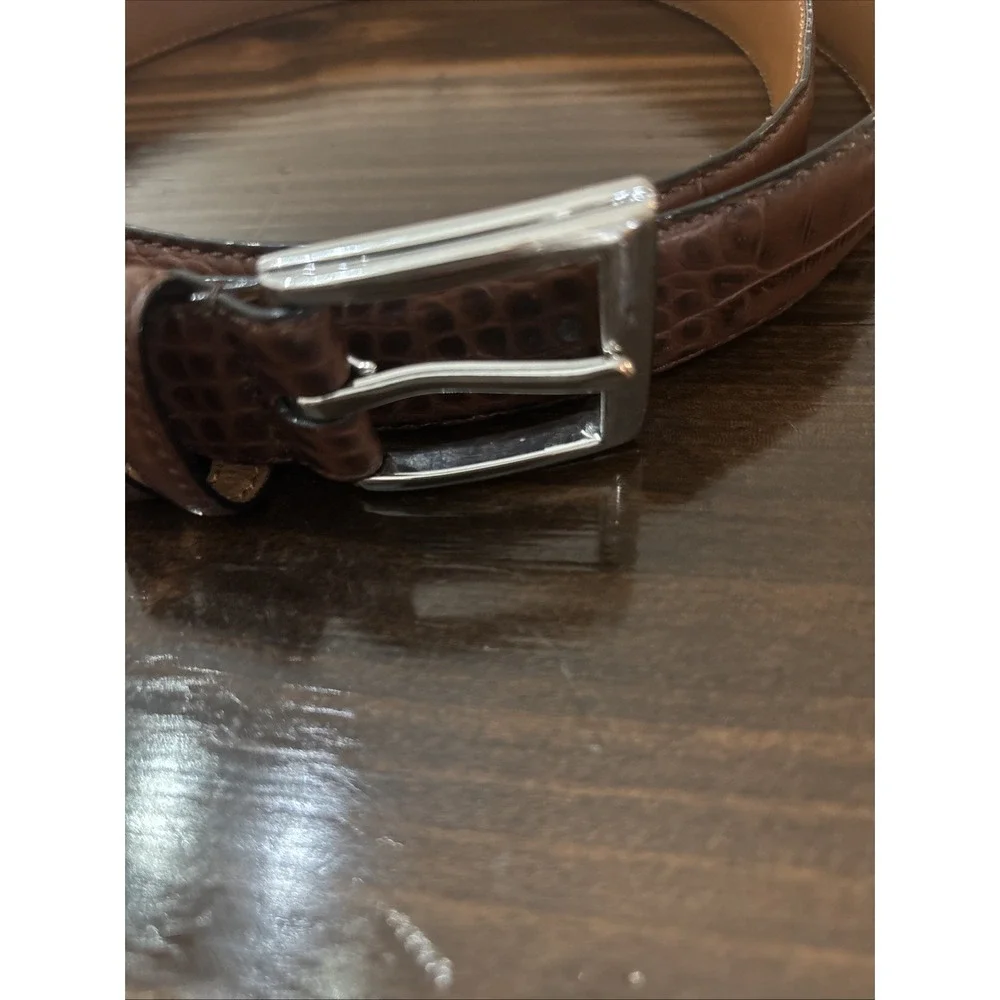 Polo Ralph Lauren Brown Genuine Leather Alligator Crocodile Dress Belt Men 52